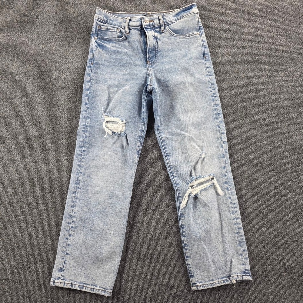 Express Straight‎ Ankle High Rise Distressed Light Wash Denim Jeans Women's 4R